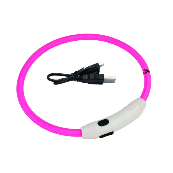 Coastal Pet Products USB Light-Up Neck Ring for Dogs, Pink