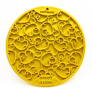 SodaPup Tapis à lécher eMat motif canards avec ventouses, distributeur lent pour chiens, jaune