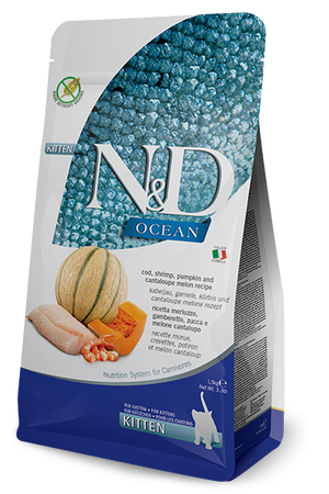 Farmina N&D Ocean Cod, Shrimp, Pumpkin & Cantaloupe Melon Kitten Dry Cat Food
