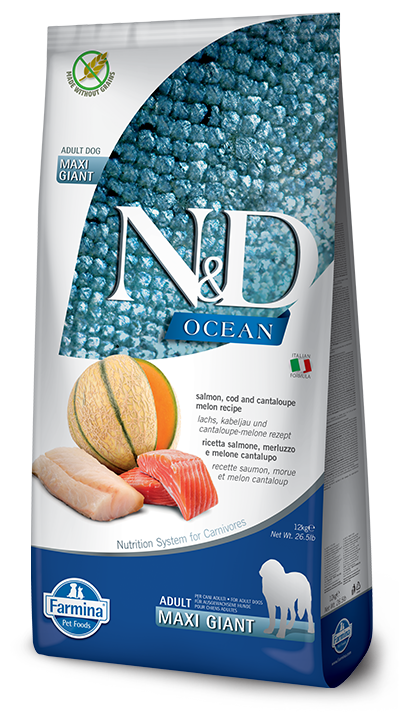 Farmina N&D Ocean Salmon, Cod & Cantaloupe Melon Adult Giant Dry Dog Food