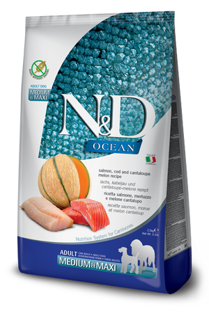 Farmina N&D Ocean Salmon, Cod & Cantaloupe Melon Adult Medium & Maxi Dry Dog Food