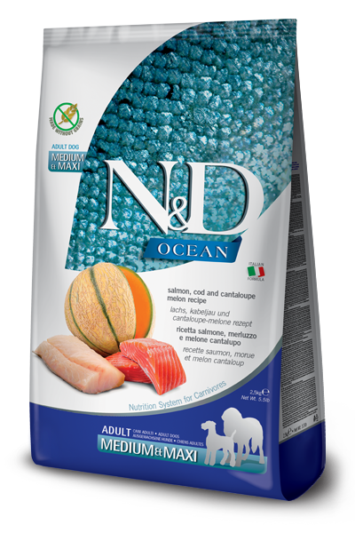 Farmina N&D Ocean Salmon, Cod & Cantaloupe Melon Adult Medium & Maxi Dry Dog Food