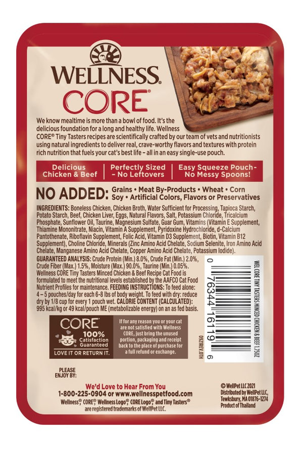 Wellness CORE Tiny Tasters Minced Chicken & Beef Wet Cat Food Pouches