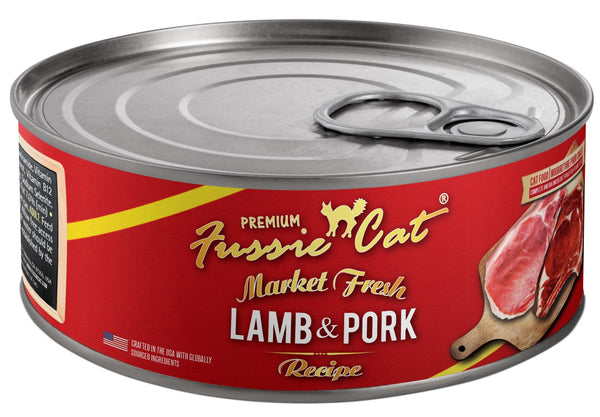 Fussie Cat Market Fresh Recette Agneau & Porc Nourriture humide pour chats en boîte