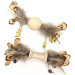Ethical Pet Spot Love The Earth Jouet Bois et Plume pour Chat, Assortiment