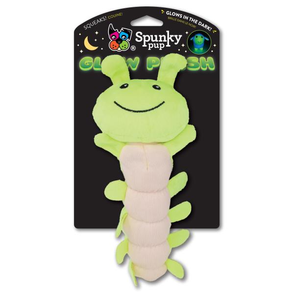 Spunky Pup Glow Plush Caterpillar Dog Toy