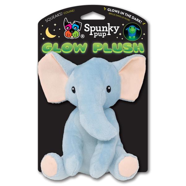 Spunky Pup Glow Plush Elephant Dog Toy
