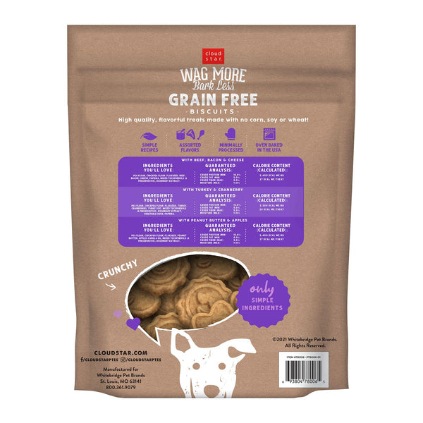 Cloud Star Wag More Bark Less Biscuits sans céréales friandises pour chiens aux saveurs assorties