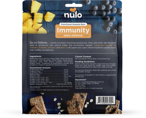 Nulo Functional Granola Bars Immunity Blueberry & Mango Dog Treats