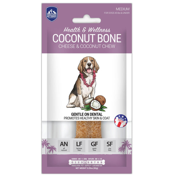 Himalayan Pet Supply Health & Wellness Os Noix de Coco Friandises pour Chiens, Moyen