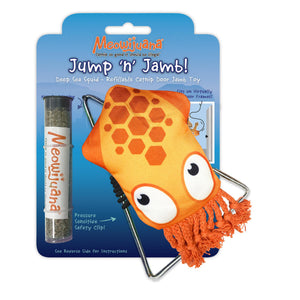 Meowijuana Jouet pour chat à l'herbe à chat rechargeable suspendu Jump 'n' Jamb Calamar des mers profondes
