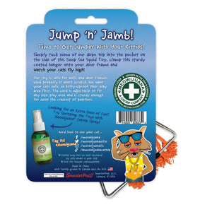 Meowijuana Jouet pour chat à l'herbe à chat rechargeable suspendu Jump 'n' Jamb Calamar des mers profondes