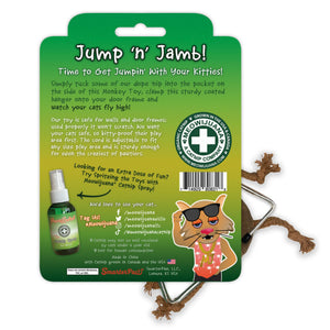 Meowijuana Jouet pour chat à l'herbe à chat rechargeable suspendu Jump 'n' Jamb Get The Monkey Off Your Back