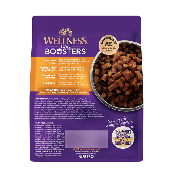 Wellness Bowl Boosters Tender Toppers Turkey & Chicken Grain-Free Dog Food Topper