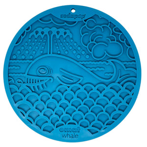 SodaPup eMat Tapis à lécher design baleine avec ventouses Jouet d'enrichissement pour chiens à alimentation lente, Bleu