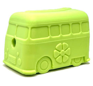 SodaPup MuttsKickButt Jouet distributeur de friandises en caoutchouc Van Rétro Surf's Up, Vert