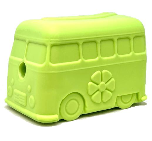 SodaPup MuttsKickButt Jouet distributeur de friandises en caoutchouc Van Rétro Surf's Up, Vert