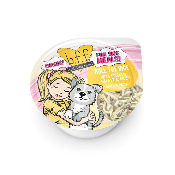 BFF Fun Size Meals Roll The Dice avec blanc de poulet et riz repas humide pour chien