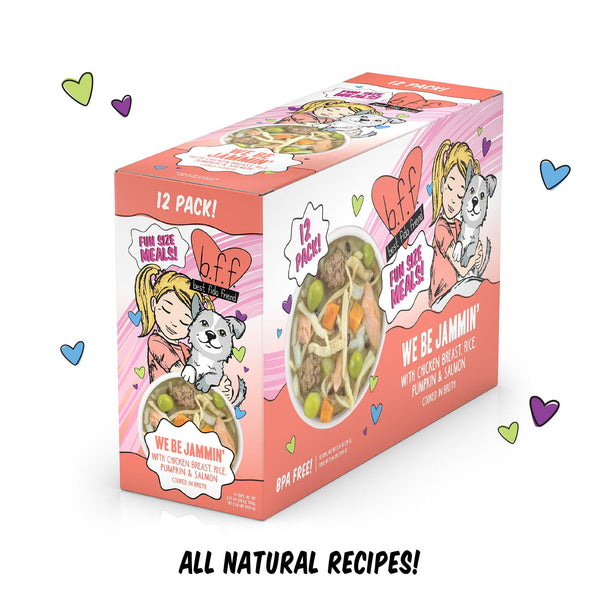 BFF Fun Size Meals We Be Jammin' avec blanc de poulet, riz, citrouille et saumon repas humide pour chien