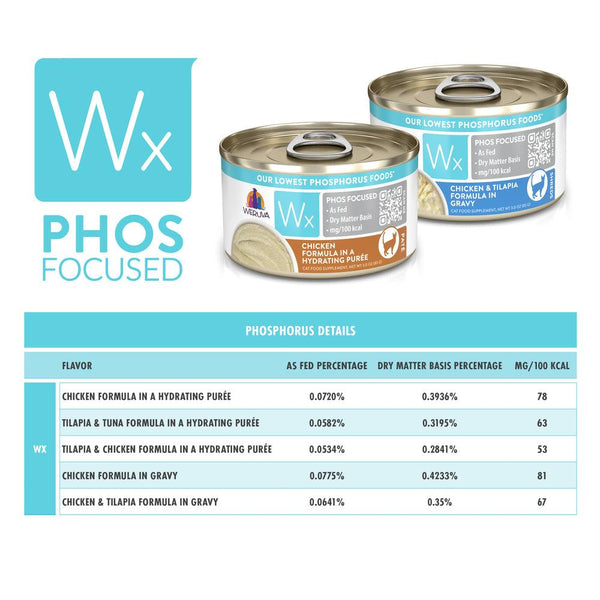 Weruva Wx Phos Focused Chicken Formula in a Hydrating Puree Wet Cat Food Can
