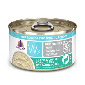 Weruva Wx Phos Focused Tilapia & Chicken Formula in a Hydrating Puree Wet Cat Food Can