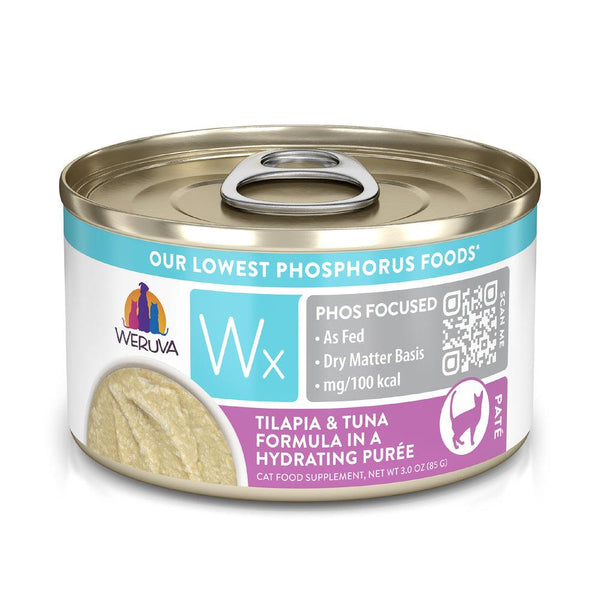 Weruva Wx Phos Focused Tilapia & Tuna Formula in a Hydrating Puree Wet Cat Food Can