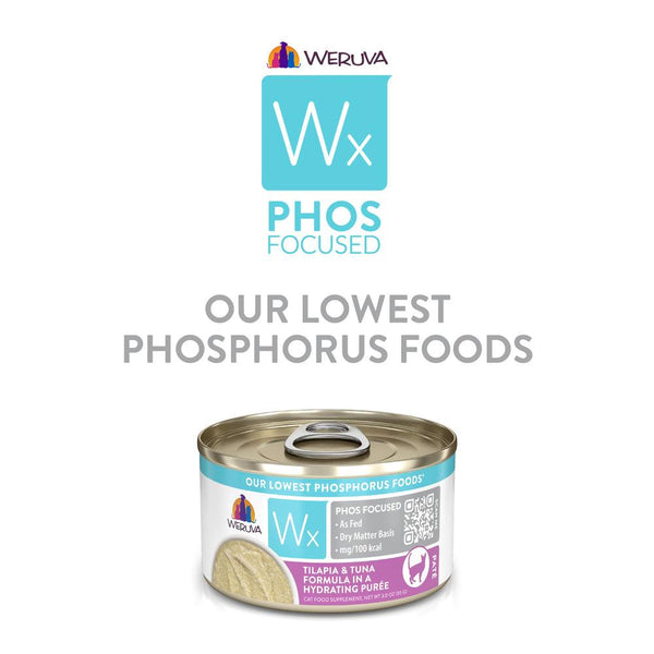 Weruva Wx Phos Focused Tilapia & Tuna Formula in a Hydrating Puree Wet Cat Food Can