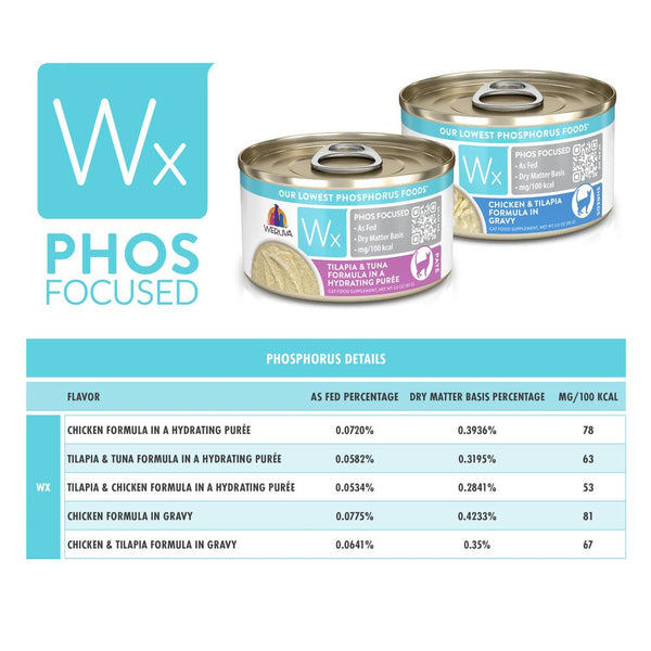 Weruva Wx Phos Focused Tilapia & Tuna Formula in a Hydrating Puree Wet Cat Food Can