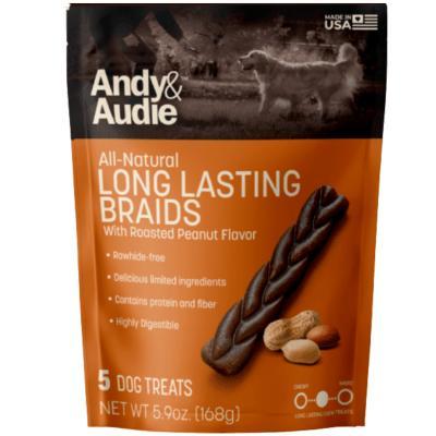 Andy & Audie Long Lasting Braids Roasted Peanut Flavor Dog Treats