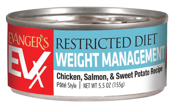 Evanger's EVX Restricted Diet Weight Management Chicken, Salmon & Sweet Potato Wet Cat Food Can