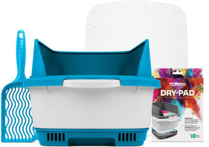 Noba Cateco Kit de démarrage bac à litière éliminant les odeurs pour chats, bleu
