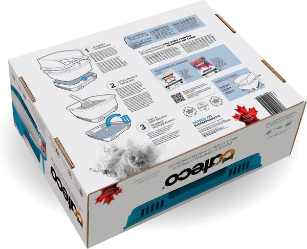 Noba Cateco Kit de démarrage bac à litière éliminant les odeurs pour chats, bleu