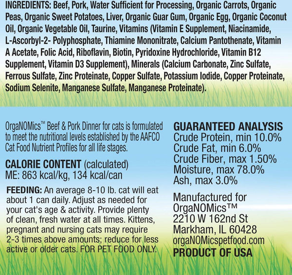 Organomics Beef & Pork Dinner Pate Wet Cat Food Can
