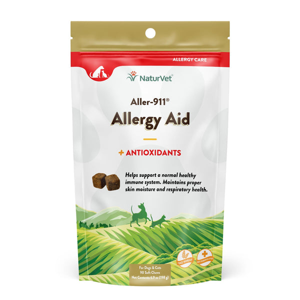 NaturVet Aller-911 Allergy Aid Skin & Coat Formula Plus Antioxidants Soft Chews Dog & Cat Supplement