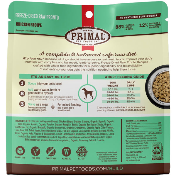 Primal Pronto Raw Freeze-Dried Chicken Recipe Dog Food