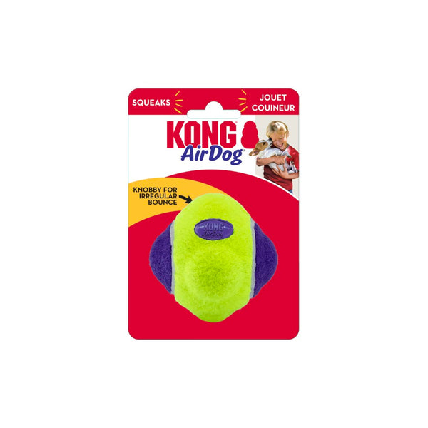 KONG AirDog Squeaker Knobby Ball Dog Toy, Yellow/Purple