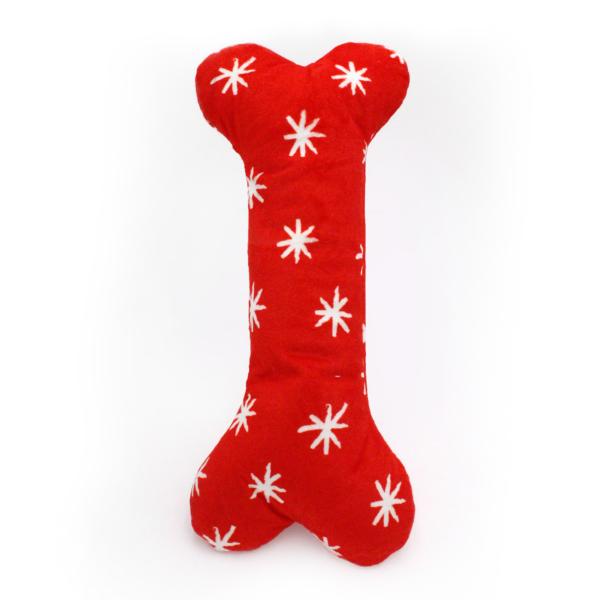 ZippyPaws Holiday Jigglerz Festive Bone Dog Toy