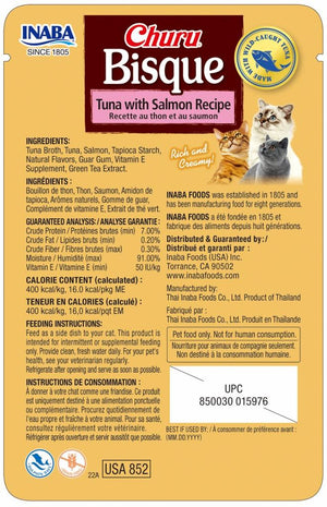 INABA Churu Bisque Tuna with Salmon Recipe Cat Food Topper