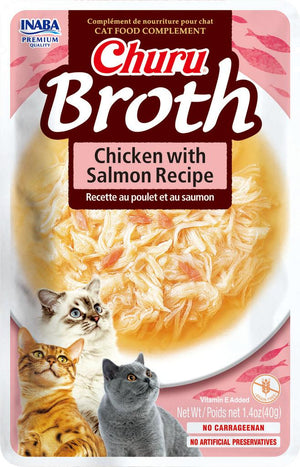 INABA Churu Broth Chicken with Salmon Recipe Cat Food Topper