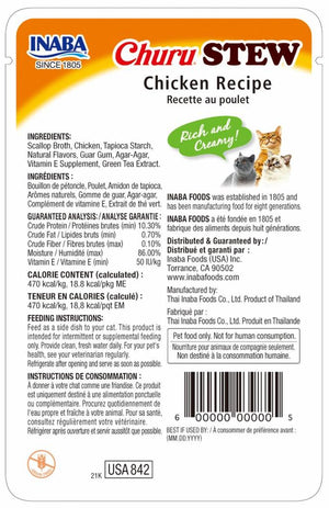 INABA Churu Stew Chicken Recipe Cat Food Topper