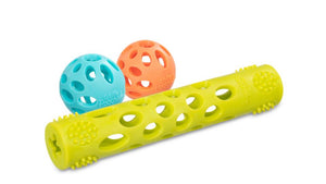 Messy Mutts Totally Pooched Huff'n Puff Two Ball & Stick Fetching Dog Toy Set