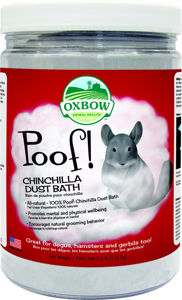 Oxbow Pouf ! Bain de poussière de chinchilla, nuage bleu, pot de 2,5 lb