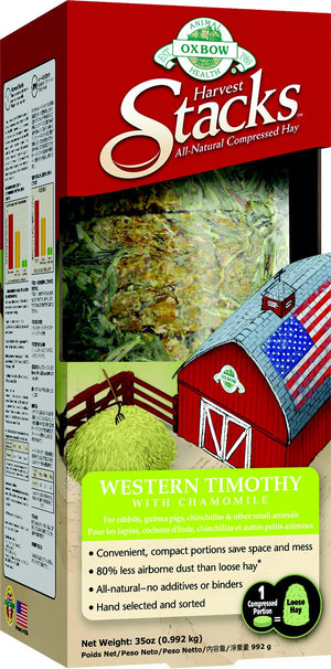 Oxbow Harvest Stacks Compressed Hay Western Timothy with Chamomile Small Animal Food, 35-oz