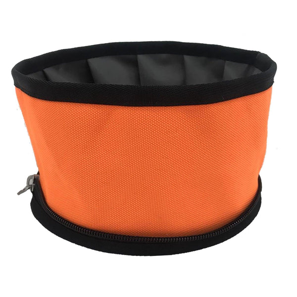 Muttluks MuTTravel Folding Zippered Dog Bowl, Orange