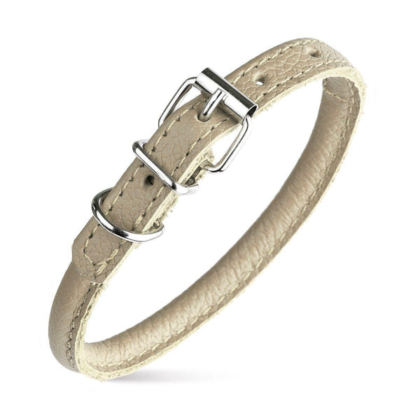 Dogline Collier rond en cuir, Beige