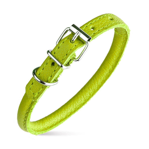 Dogline Round Leather Collar, Green