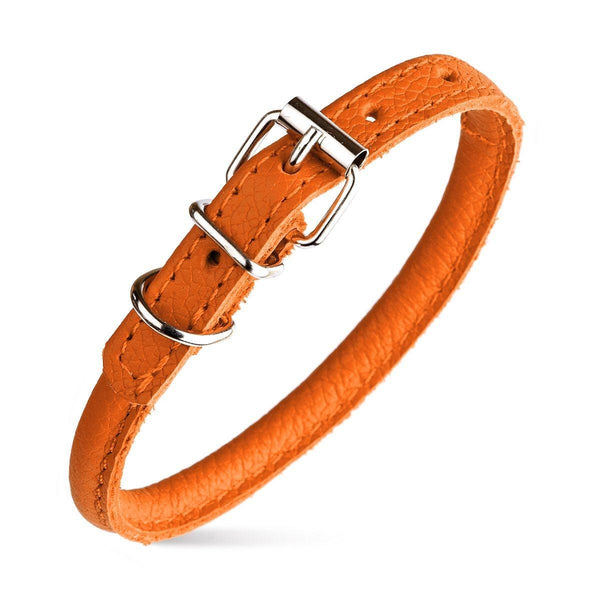Dogline Round Leather Collar, Orange