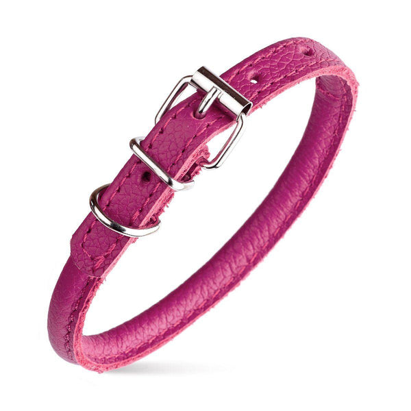 Dogline Round Leather Collar, Pink