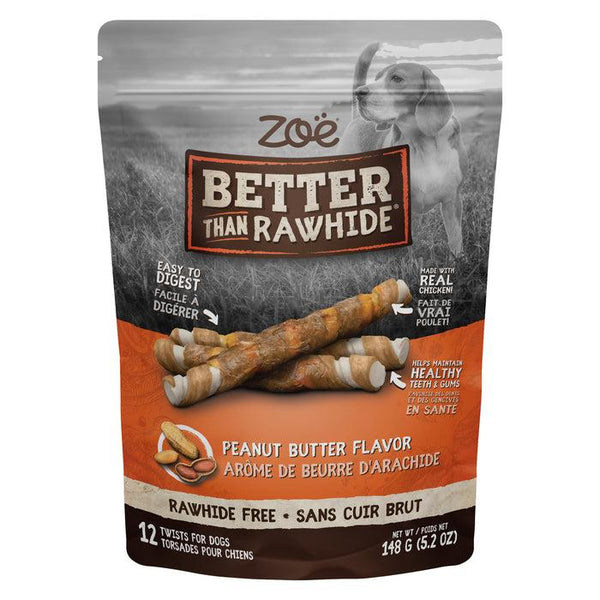 Zoe Better than Rawhide Twists Peanut Butter Flavor Dog Treats