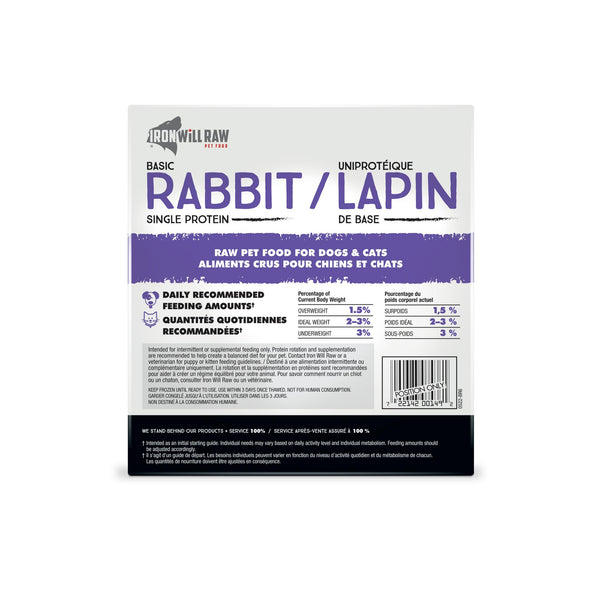 Iron Will Raw Basic Rabbit Frozen Dog & Cat Food